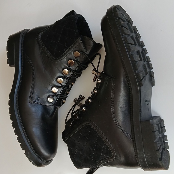 AQUATALIA Black Leather Luxery Moto Classic Boots Made In ITALY womens Sz10 - Picture 3 of 8